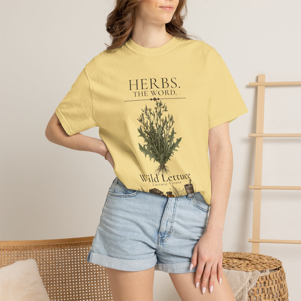 HERBS. THE WORD. Wild Lettuce T-Shirt | Vintage Botanical Herb Illustration