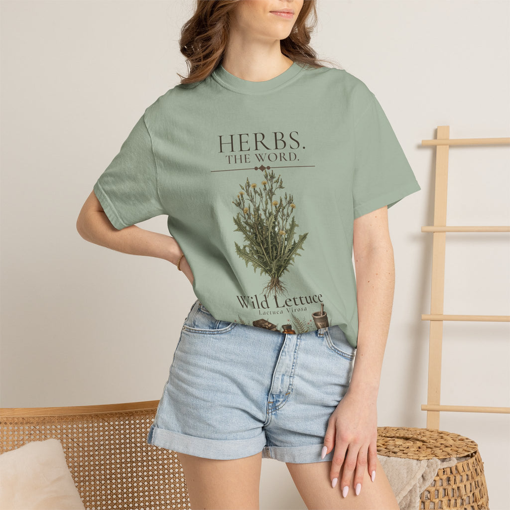 HERBS. THE WORD. Wild Lettuce T-Shirt | Vintage Botanical Herb Illustration