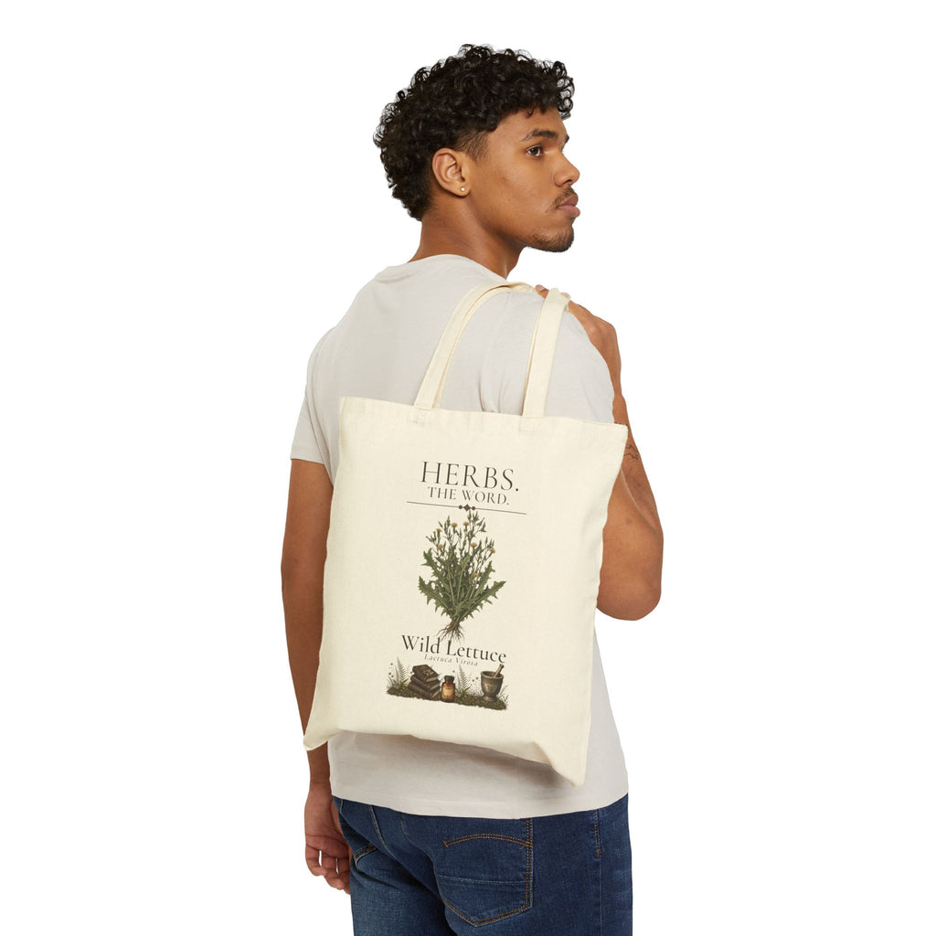 HERBS. THE WORD. Wild Lettuce Tote Bag | Botanical Illustration