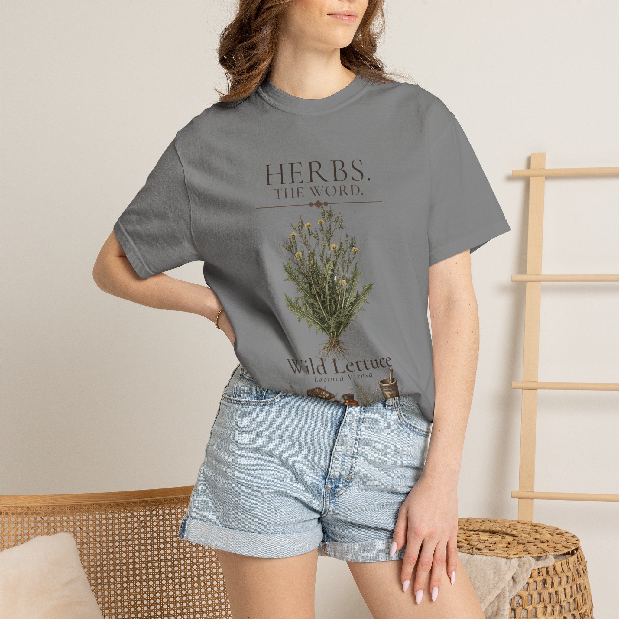 HERBS. THE WORD. Wild Lettuce T-Shirt | Vintage Botanical Herb Illustration