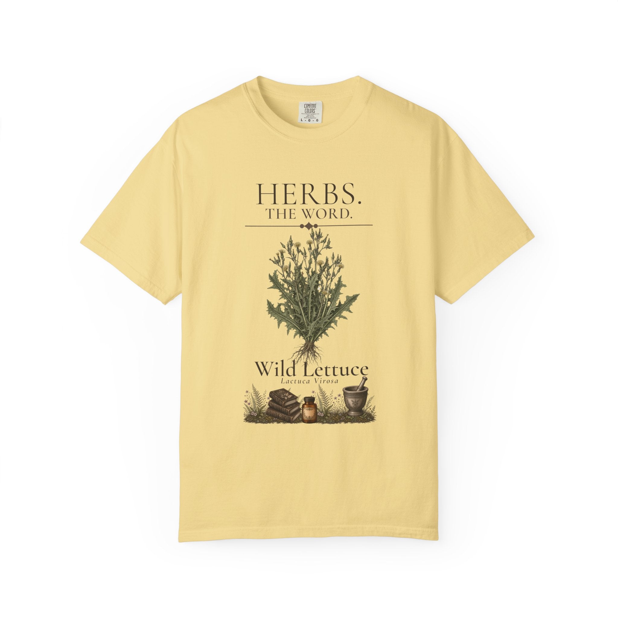 HERBS. THE WORD. Wild Lettuce T-Shirt | Vintage Botanical Herb Illustration