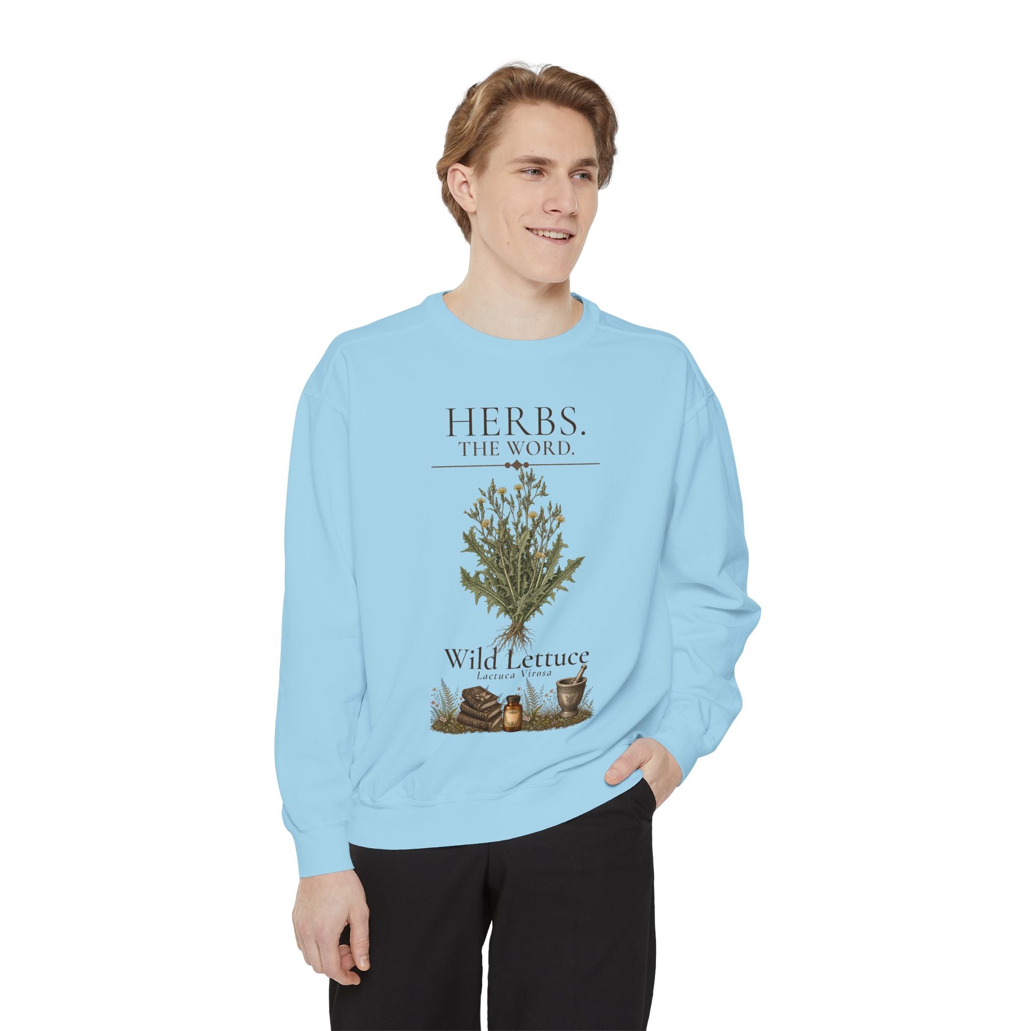 HERBS. THE WORD. Wild Lettuce Sweatshirt | Botanical Herb Art