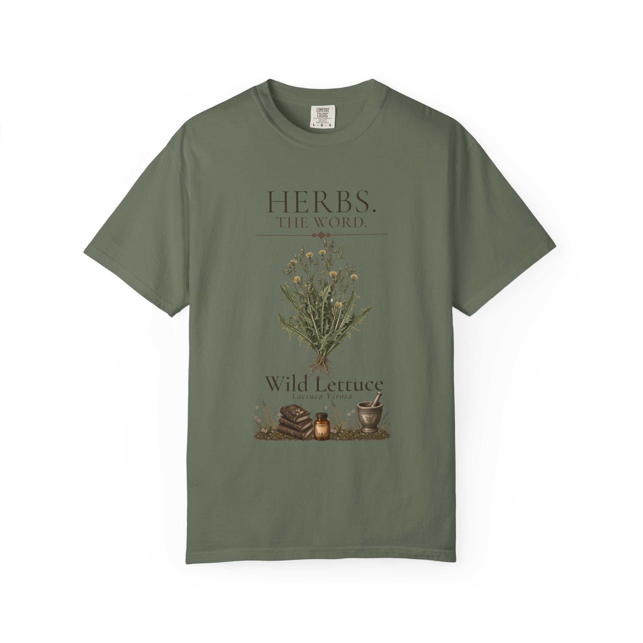 HERBS. THE WORD. Wild Lettuce T-Shirt | Vintage Botanical Herb Illustration