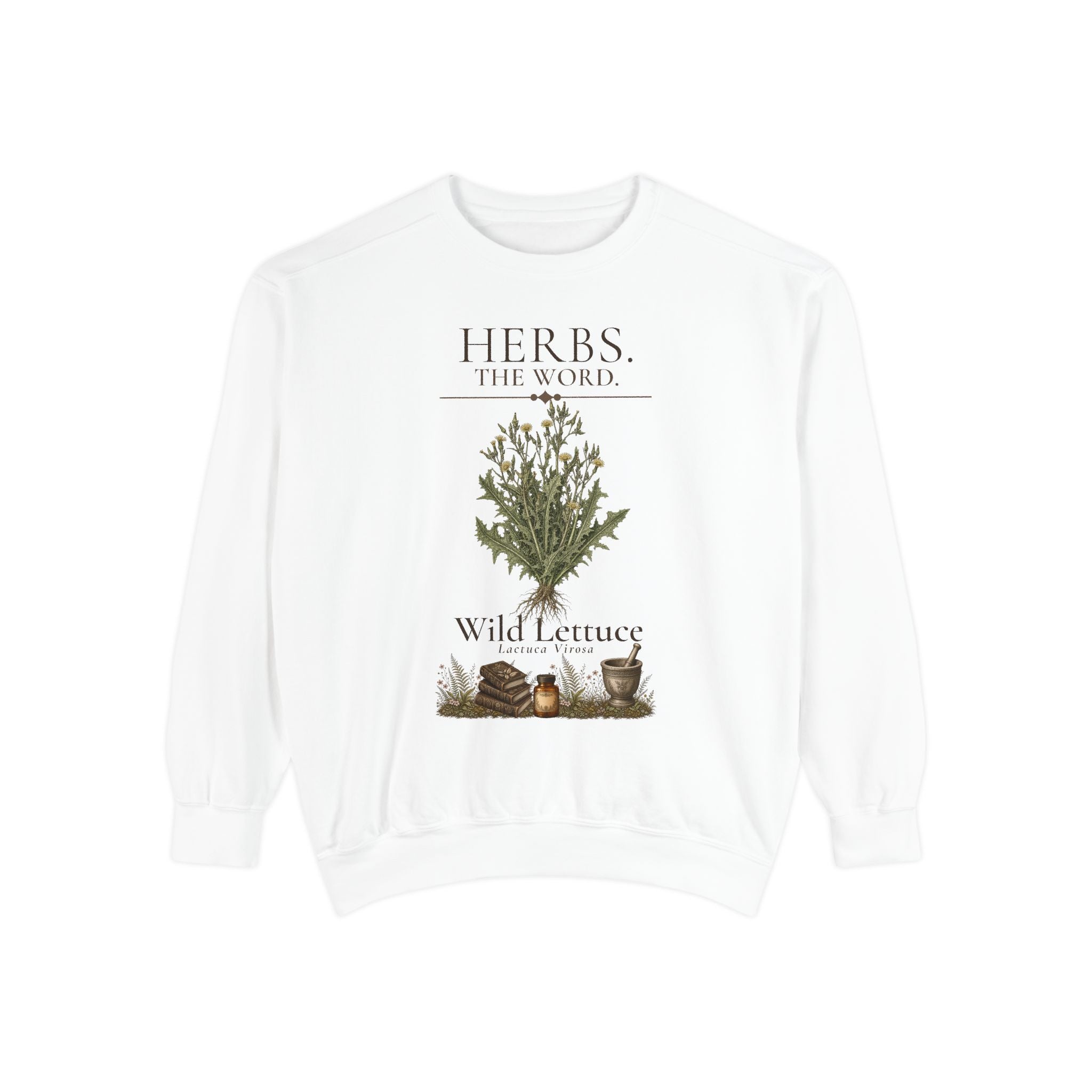 HERBS. THE WORD. Wild Lettuce Sweatshirt | Botanical Herb Art