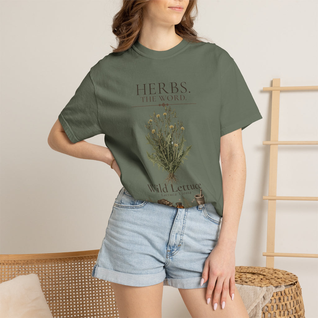 HERBS. THE WORD. Wild Lettuce T-Shirt | Vintage Botanical Herb Illustration
