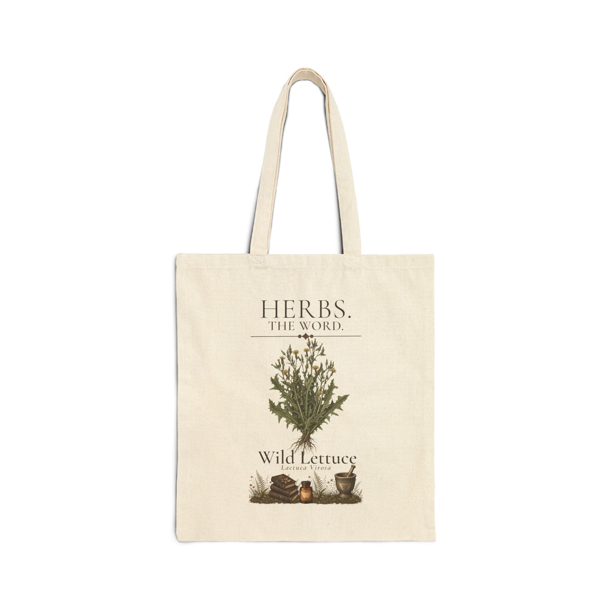 HERBS. THE WORD. Wild Lettuce Tote Bag | Botanical Illustration
