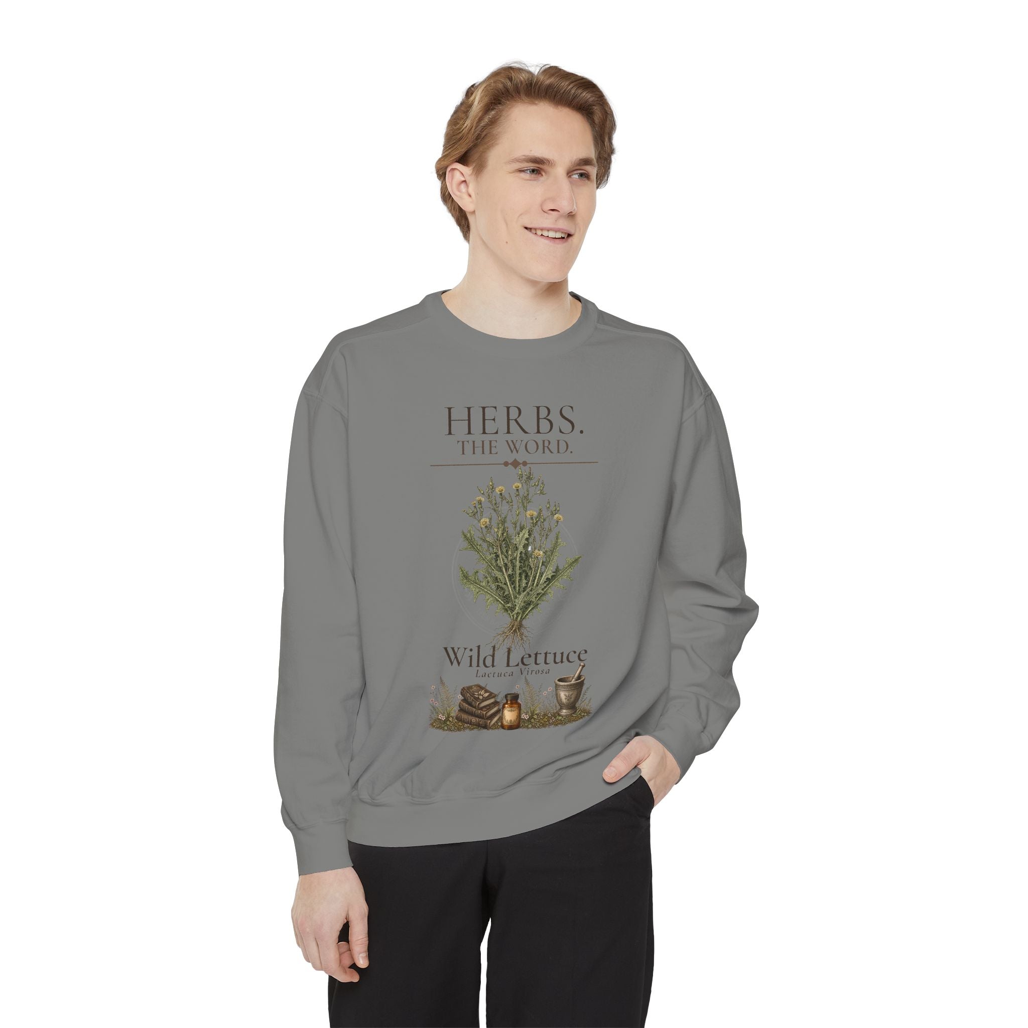 HERBS. THE WORD. Wild Lettuce Sweatshirt | Botanical Herb Art