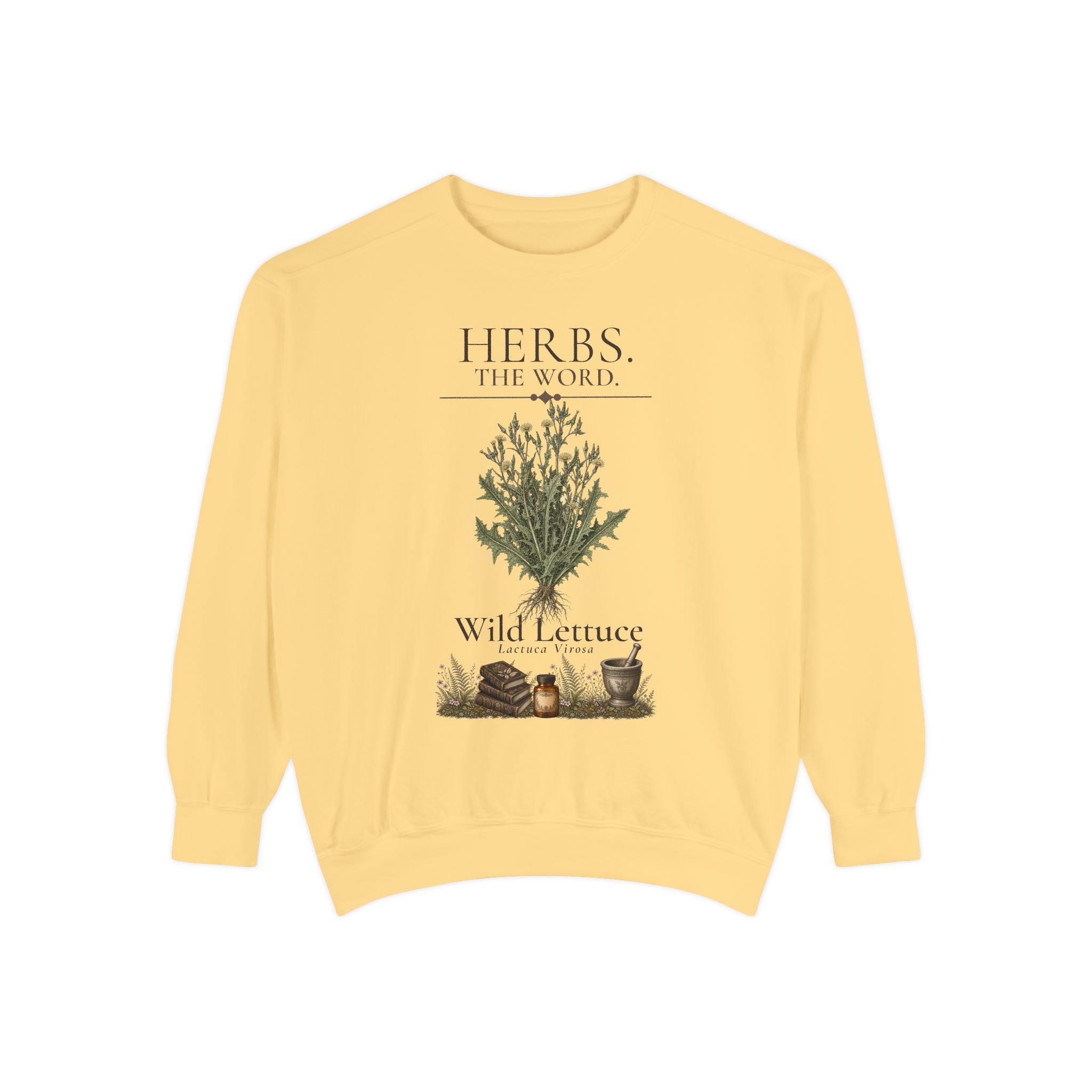 HERBS. THE WORD. Wild Lettuce Sweatshirt | Botanical Herb Art